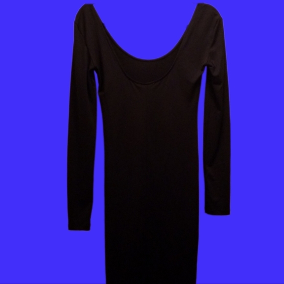 NEW BLACK SCOOP NECK DRESS SZ. M - Picture 2 of 4
